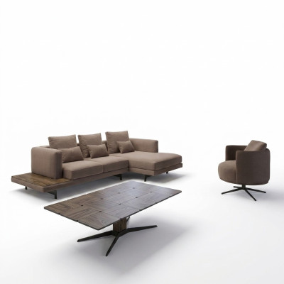 Juego de sala conjunto de sofás sofá sillón en forma de L mesa de centro de madera.