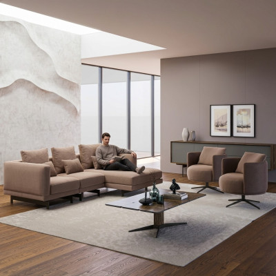 Sofá conjunto de lujo Muebles Sofa Forma de L 2x Sillón Muebles tapizados Nuevo Mesa de centro