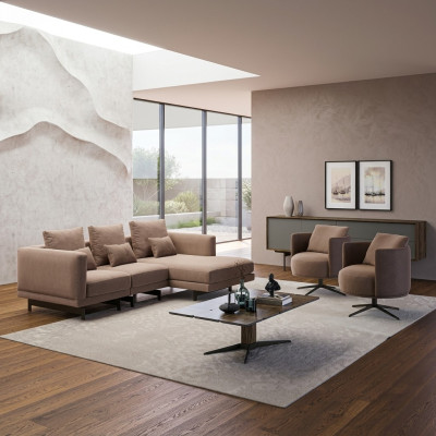 Sofá conjunto de lujo Muebles Sofa Forma de L 2x Sillón Muebles tapizados Nuevo Mesa de centro