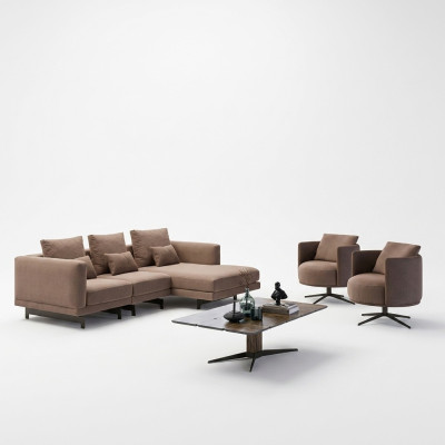 Sofá conjunto de lujo Muebles Sofa Forma de L 2x Sillón Muebles tapizados Nuevo Mesa de centro