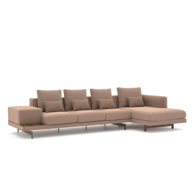 Sofá de esquina de lujo en beige en forma de L muebles tapizados sala de estar diseño de interiores.