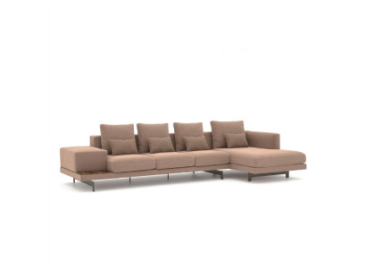 Sofá de esquina de lujo en beige en forma de L muebles tapizados sala de estar diseño de interiores.