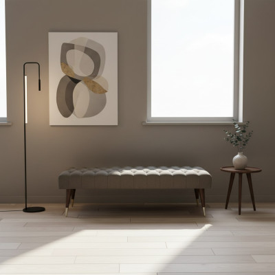 Muebles Grises Banco de Asiento Decoración Dormitorio Banco Acolchado Nuevo Mueble