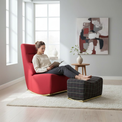 Conjunto de sala de estar 2 piezas sillón con taburete muebles modernos
