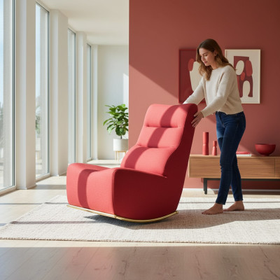 Silla roja de lujo para la sala de estar, asiento tapizado moderno, muebles de diseño.