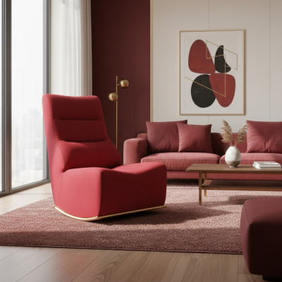 Silla roja de lujo para la sala de estar, asiento tapizado moderno, muebles de diseño.