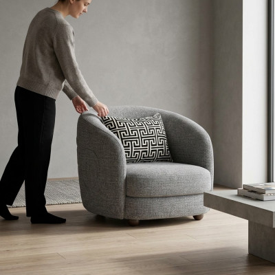 Gris sillón diseñador muebles tapizados sala de estar nuevo asiento mobiliario
