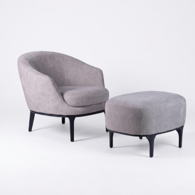 Conjunto de sala de estar 2 piezas Sillón con taburete Diseño moderno Muebles tapizados.