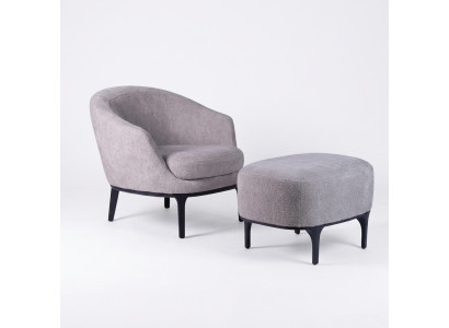 Conjunto de sala de estar 2 piezas Sillón con taburete Diseño moderno Muebles tapizados.