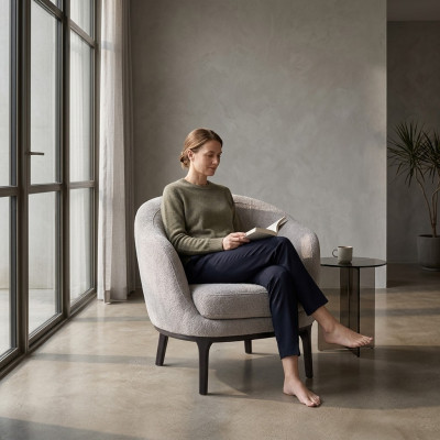 Diseñador de lujo Gris Sillón Acolchado Sofá Asiento Moderno Textil Muebles Acolchados