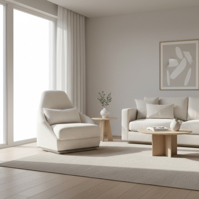 Muebles tapizados blancos Sillón de lujo Asiento Muebles de sala de estar Diseño moderno