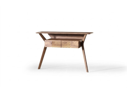 Mesa de consola de lujo para sala de estar, madera marrón, diseño moderno.