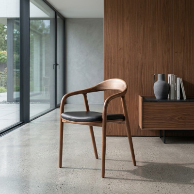 Silla de diseño de lujo de madera poltrona sillas comedor cuero.