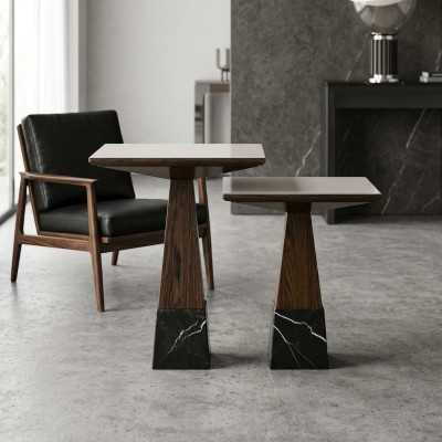 Juego de mesas de sala de estar 2x mesitas de diseño mesa de café madera mobiliario
