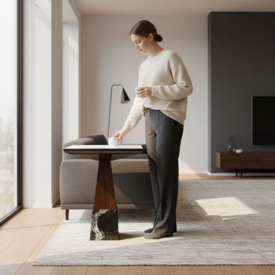Marrón Mesa Auxiliar de Madera de Lujo Nuevo Mueble Diseño de Sala de Estar