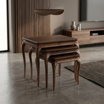 Sala de estar lujo muebles de madera mesa auxiliar mesa de café decoración.
