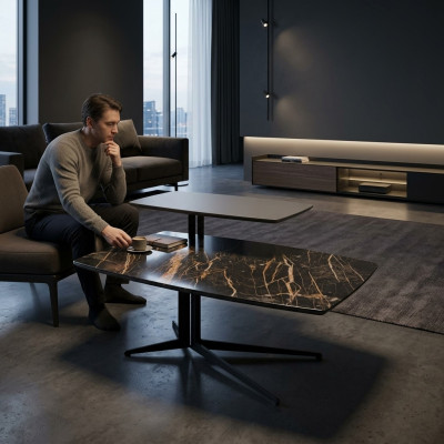 Schwarz Muebles Salón Completo Mesa de Centro con Mesa Auxiliar Lujo
