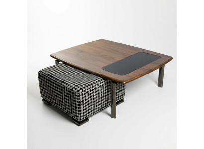 Diseño completo de mesa de centro moderna con taburete para amueblar el salón.