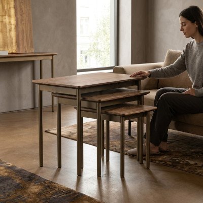 Mesa moderna para sala de estar, mesas de centro, mesa de café, mesa auxiliar de madera.