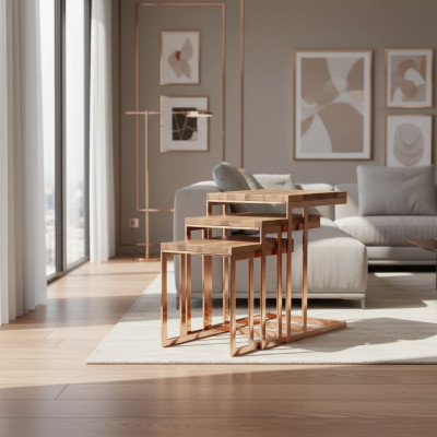 Conjunto moderno de 3 mesas auxiliares para la sala de estar diseño de muebles.
