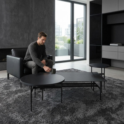 Mesa de centro de lujo Muebles de diseño Conjunto de 3 piezas 2x Mesita de salón completa