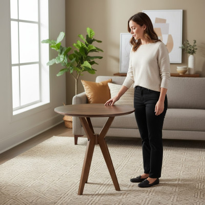 Mesa auxiliar de madera, muebles de salón, diseño moderno, mesa de café, decoración.