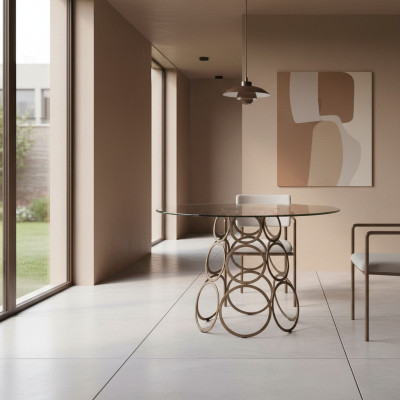 Mesa de comedor Mesa redonda Mesa de cocina con patas de mesa de metal 100×100cm Nuevo