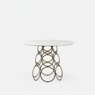 Mesa de comedor Mesa redonda Mesa de cocina con patas de mesa de metal 100×100cm Nuevo