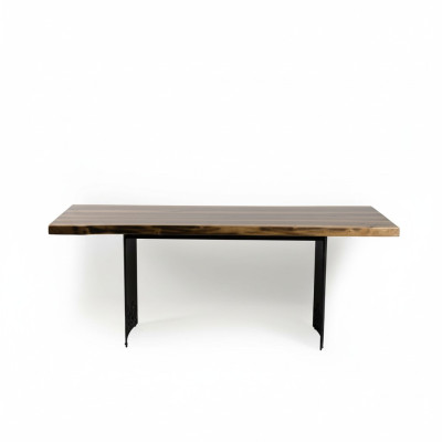 Mesa de lujo marrón de diseño de acero inoxidable Mesas de comedor de madera Mesa de comedor moderna nueva