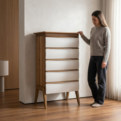 Cómoda de dormitorio de madera marrón muebles de madera nueva armario cómoda.