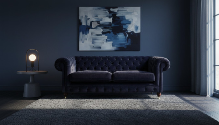 Sofá de dos plazas Tapicería Sala de estar Nueva Tapicería Moderna Chesterfield.