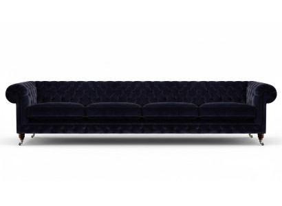 Sofá de cuatro plazas nuevo mueble tapizado sala de estar textil Chesterfield.