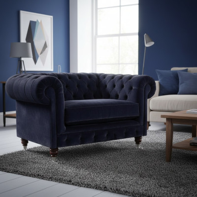Sillón de sala tapizado asiento lujo textil Chesterfield nuevo mobiliario