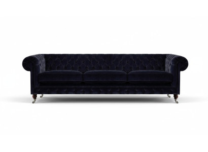 Sofá azul de tres plazas para la sala de estar, muebles tapizados, sofás de tela Chesterfield.