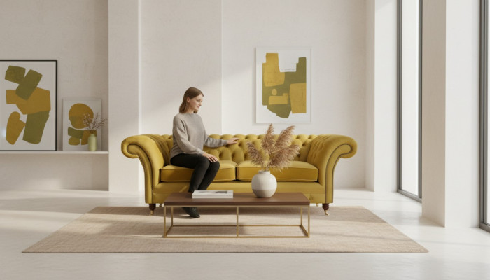 Sofá de dos plazas Chesterfield para sala de estar, moderno, muebles tapizados.