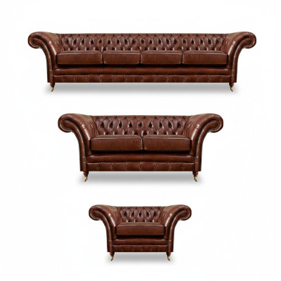 Nuevo conjunto de sala de estar 3 piezas Chesterfield Sofás Muebles tapizados Sillón Equipamiento