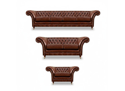 Nuevo conjunto de sala de estar 3 piezas Chesterfield Sofás Muebles tapizados Sillón Equipamiento