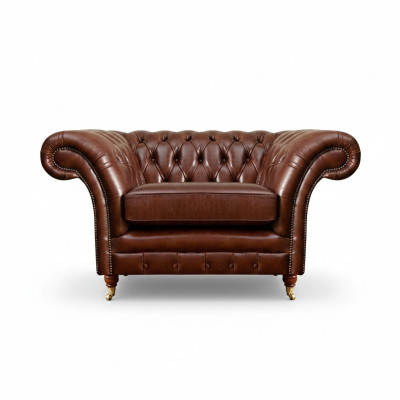 Sillón del salón Marrón Chesterfield Mobiliario Sofá Asiento acolchado Nuevo
