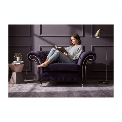 Sillón de sala de estar nuevo diseño de lujo Chesterfield tapicería textil.