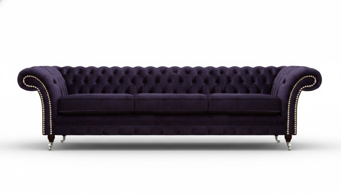 Diseño Chesterfield salón tres plazas sofá morado muebles tapizados