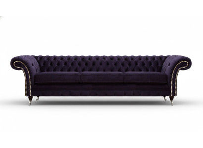 Diseño Chesterfield salón tres plazas sofá morado muebles tapizados