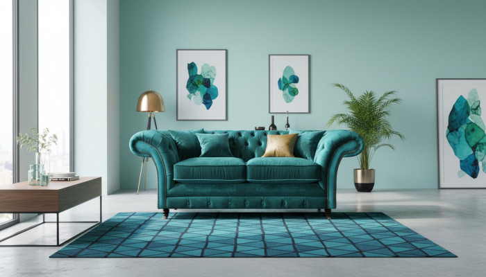 Diseño Chesterfield Sofá verde Sofá de dos plazas Mobiliario Tapizado