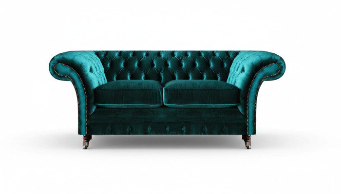 Diseño Chesterfield Sofá verde Sofá de dos plazas Mobiliario Tapizado