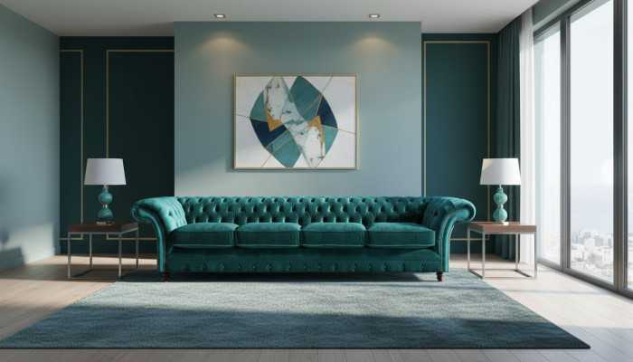 Sofá de cuatro plazas Chesterfield para sala de estar de Neu Design.