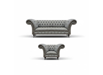 Grau Sofá de tres plazas para sala de estar, sillón, asiento Chesterfield, muebles tapizados.
