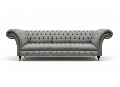 Sala de estar de lujo gris sofá Chesterfield de cuatro plazas nuevo muebles tapizados