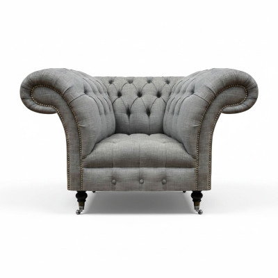 Lujo Asiento Tela Sillón Sala de estar Chesterfield Muebles tapizados Gris