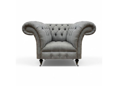Lujo Asiento Tela Sillón Sala de estar Chesterfield Muebles tapizados Gris