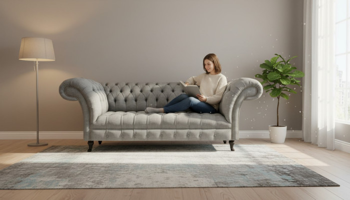 Salón sofá de tres plazas muebles tapizados Chesterfield sofá textil nuevo.
