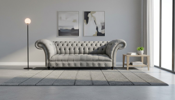 Salón sofá de tres plazas muebles tapizados Chesterfield sofá textil nuevo.